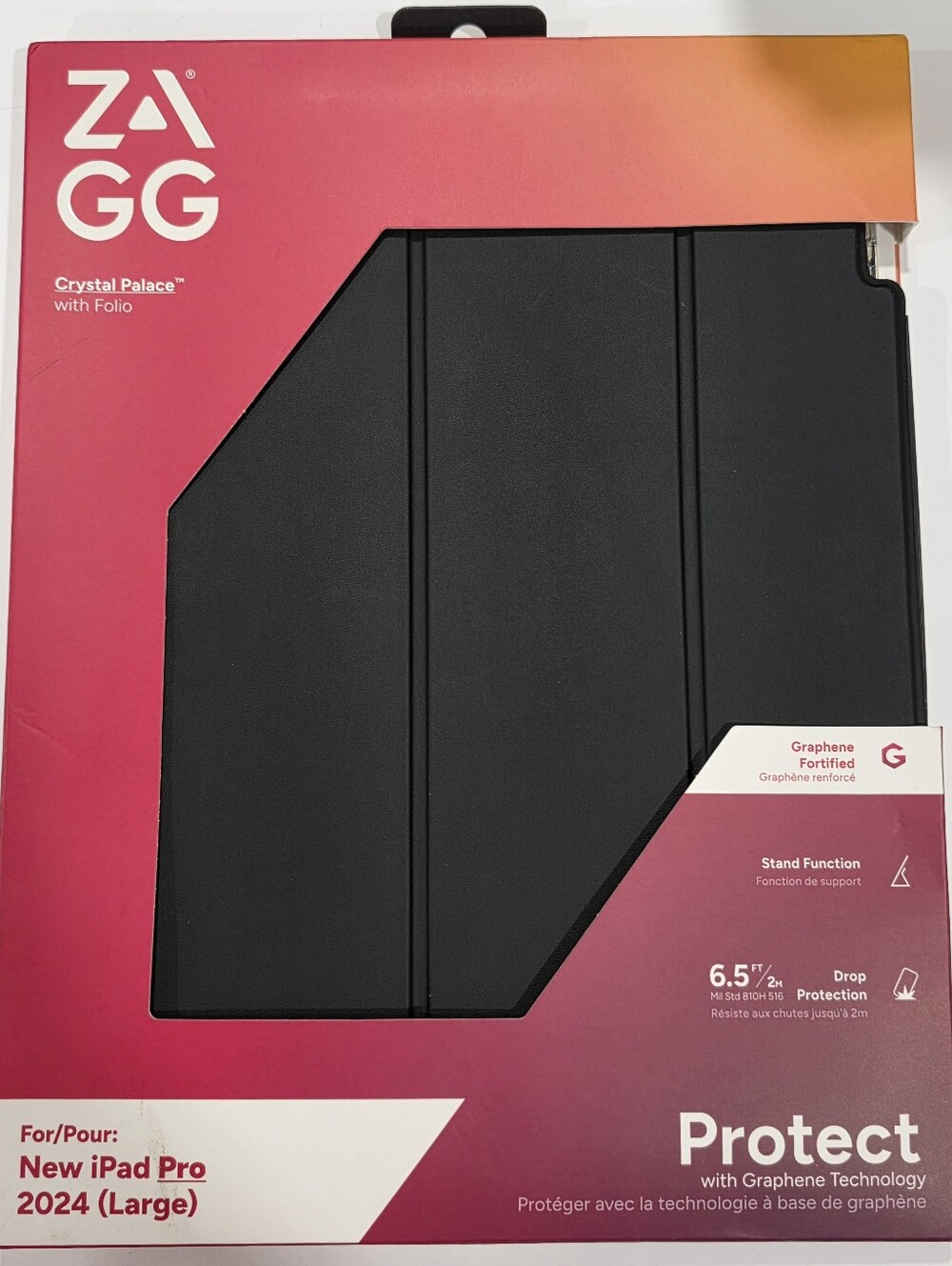 ZAGG Crystal Palace Folio Case iPad Pro 13" M4 M5 Graphene Clear Black 2024